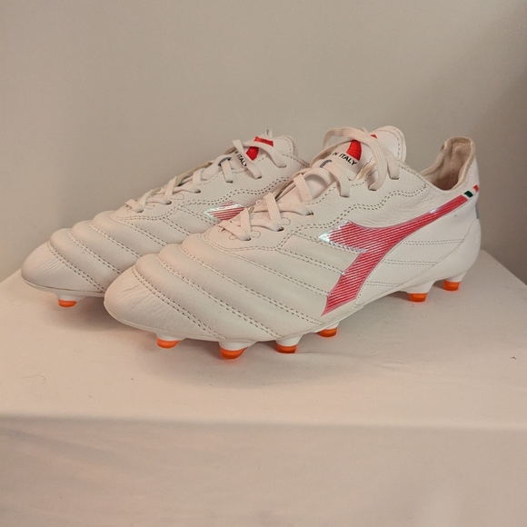 Diadora Brasil Elite 2 Tech B, white/red, K-leather (made in Italy), US 8 - Picture 3 of 6